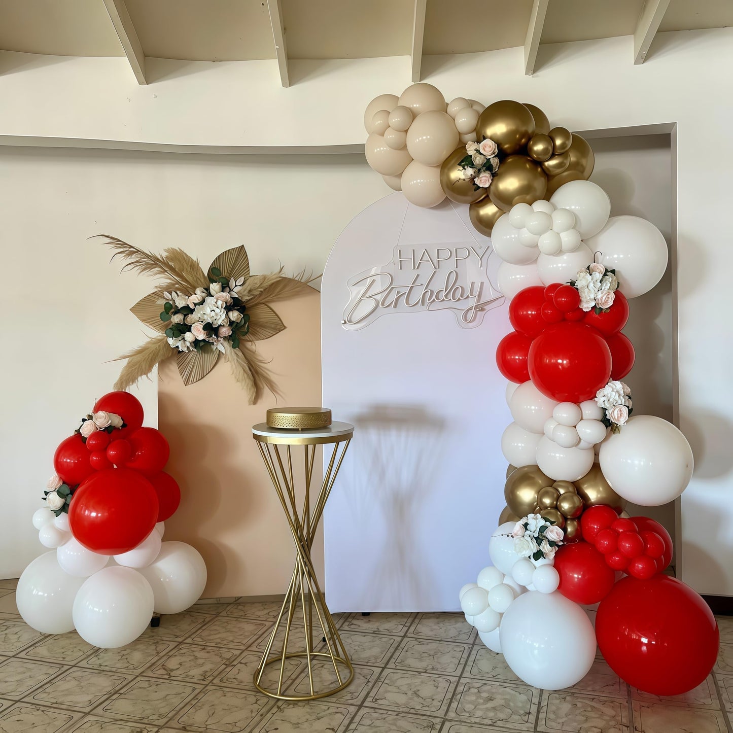 Red and White Balloons Set, 12 Inch Sand White Red and Gold Balloon, Metallic Gold Star Confetti Balloon for Birthday Christmas Wedding Engagement Valentine's Day Graduation New Year Party Decorations