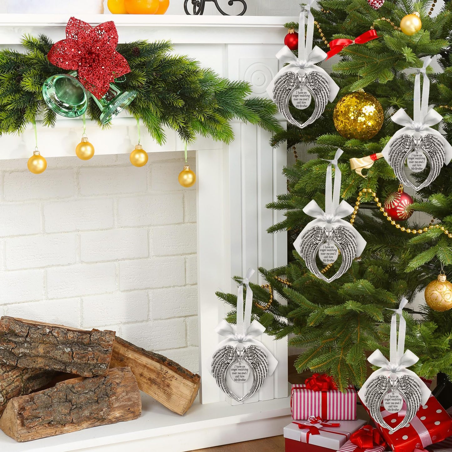 Angel Wings Memorial Christmas Ornament for Holiday Decorations in Loving Memory of Loved One Gifts for Who Loss of Grandma Sympathy Keepsake Charm