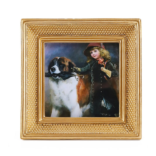 Kangce Gold Vintage Picture Frames 3x3 Mini Square Antique Pictures Frames with Beaded Border Ornate Picture Frames for Tabletop and Wall Mount Decorative Gallery Wall Art