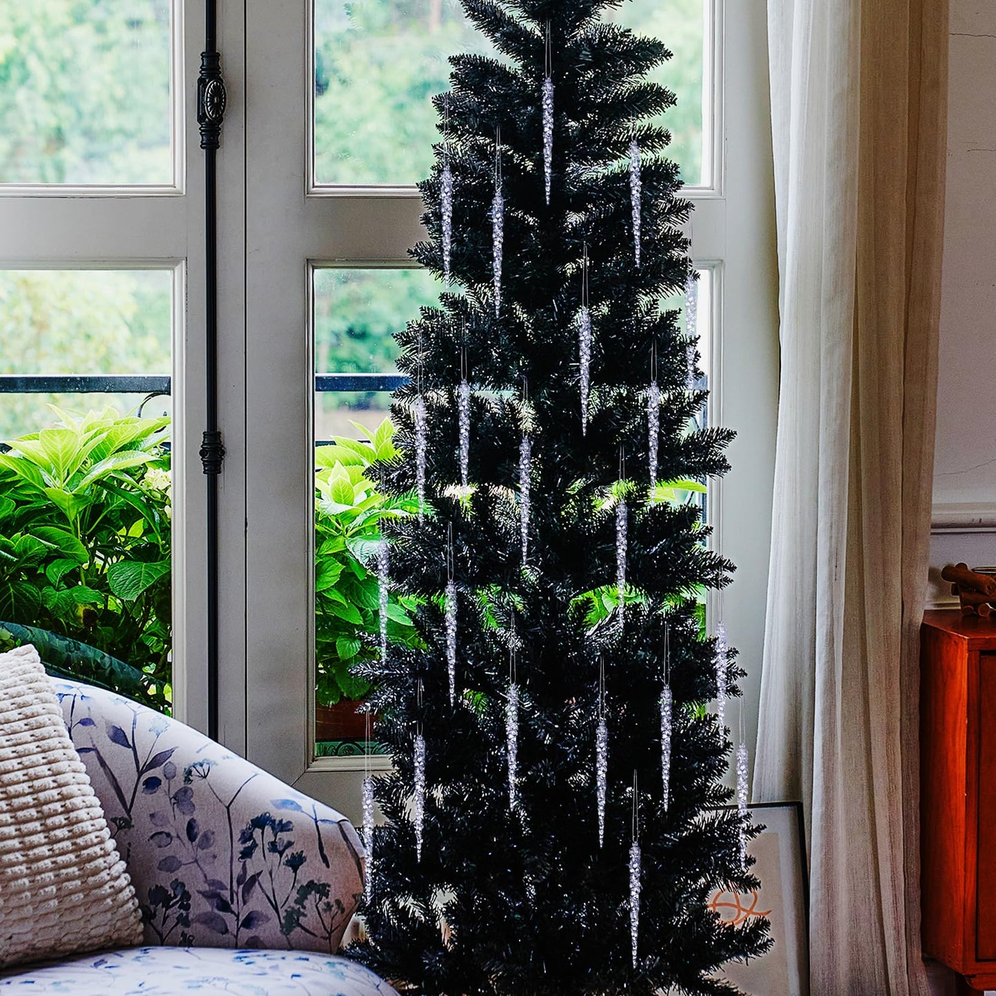 Diahom Christmas Icicle Hanging Ornaments 30pcs 5 Inches Acrylic Xmas Tree Garland Crystal Decorations Wall Window Mantel New Year Holiday Wedding Winter Party Home Decor