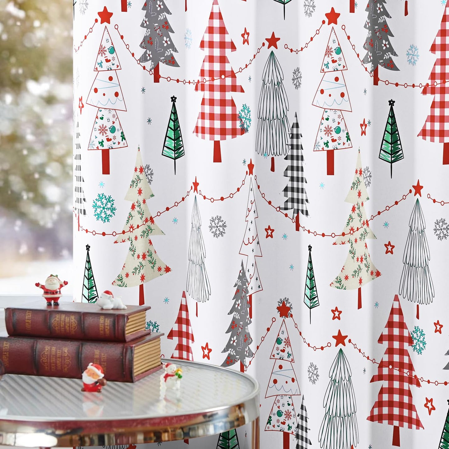 ASPMIZ Christmas Blackout Curtains for Living Room, Christmas Tree Window Curtains for Bedroom, Grommet Room Darkening Winter Curtain 84 Inch Length 2 Panels Set, 52'' x 84'', Red