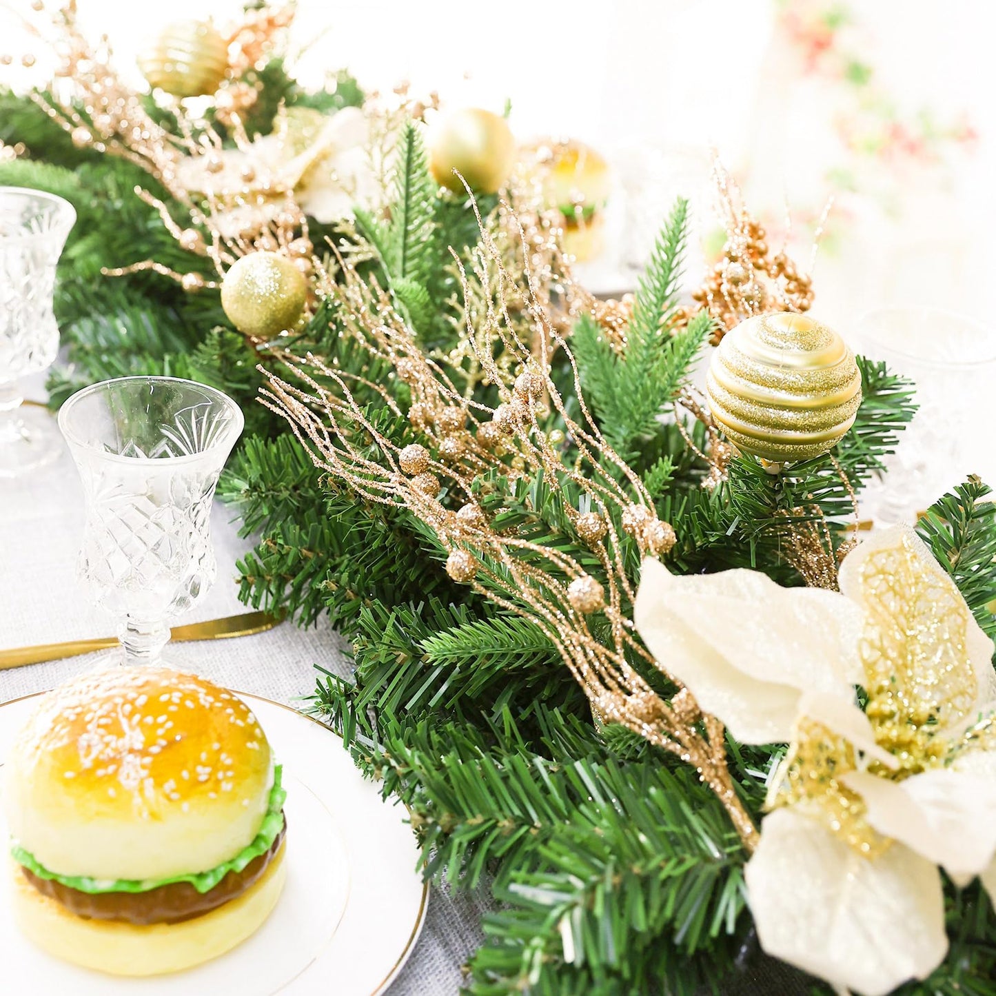 Joyhalo 24 Pack Christmas Tree Picks and Sprays, Christmas Tree Filler Decorations, Christmas Glitter Berry Stem Ornaments, Glittery Twigs, Picks, Branches for Christmas Tree