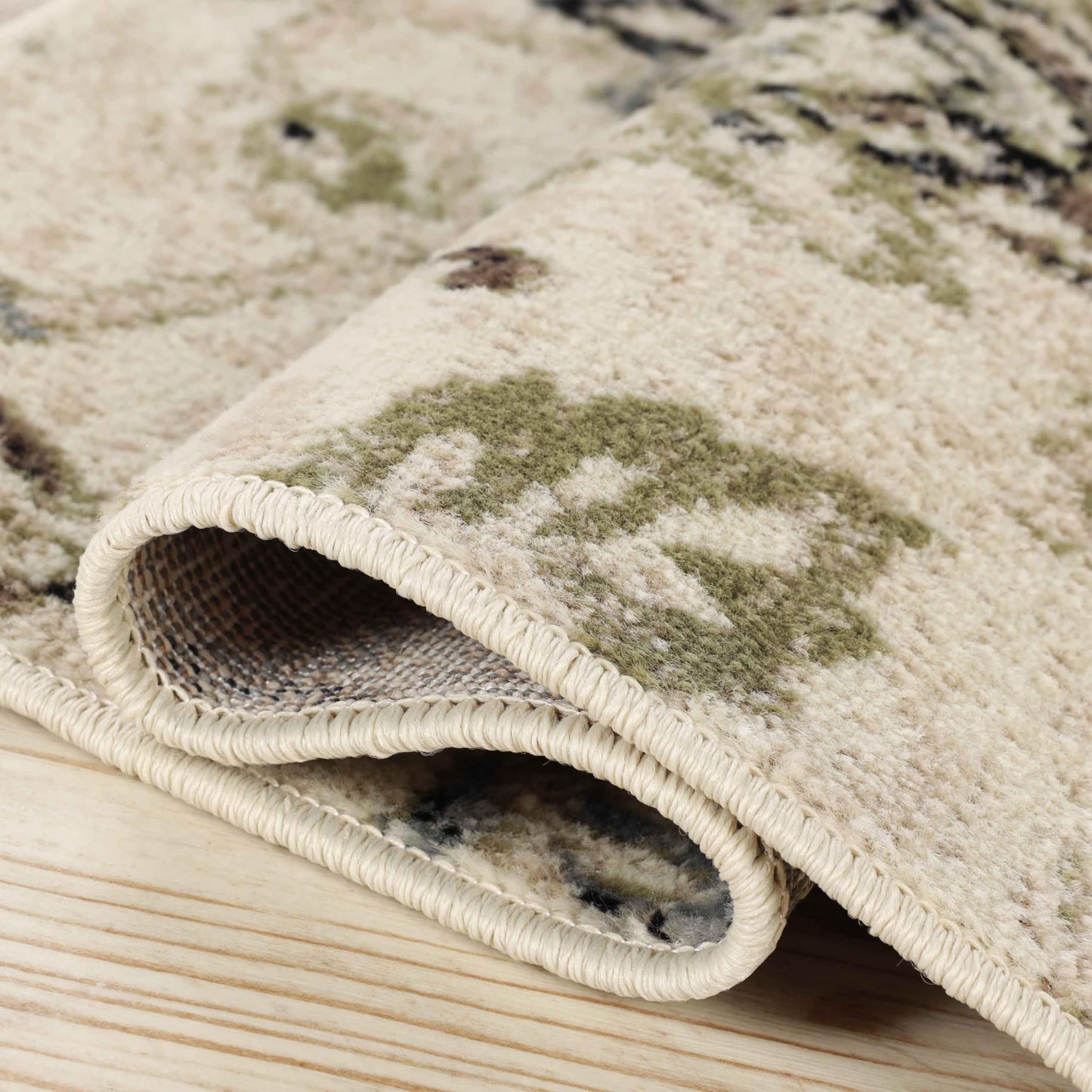 Superior Indoor Large Area Rug for Hallways, Entry, Office, Living/Bedroom, Hardwood, Tile, Floor Cover, Plush Carpet Cover, Modern Farmhouse Floral Decor, Jacobean Collection, 2' x 3', Beige Brown