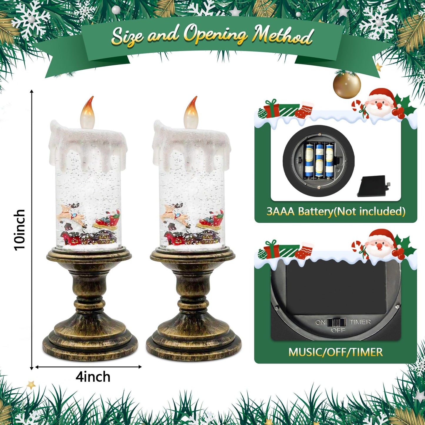 Christmas Snow Globe Candle, Timer Christmas Flameless Candles Snow Globe with 6H, Snowmans Scene, Battery Operated, Christmas Snow Globes for Christmas Holiday Xmas Party Table Centerpiece Home Decor