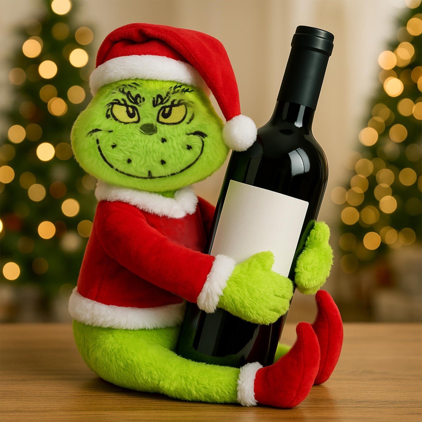 Green Furry Christmas Thief Tree Topper, Holiday Character Tree Hugger Decoration for Wine Bottle Curtain Christmas Tree Ginger Bread Home Decor (1 Pack)