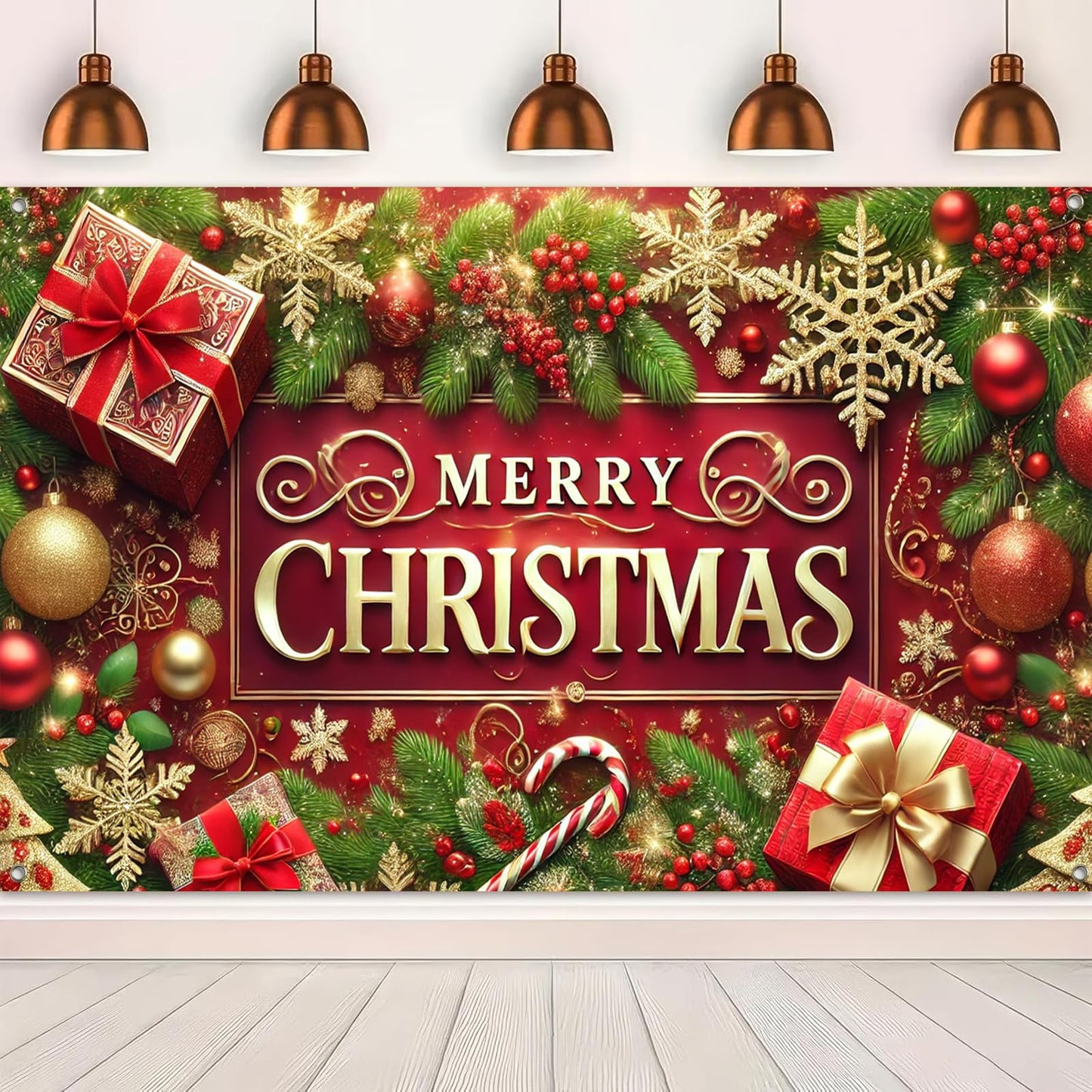 BlissYard Merry Christmas Banner Festival Wall Hanging 71x43 Inches Large Banner for Christmas Holiday Decor Home Party Decorations Perfect for Indoor Outdoor Use