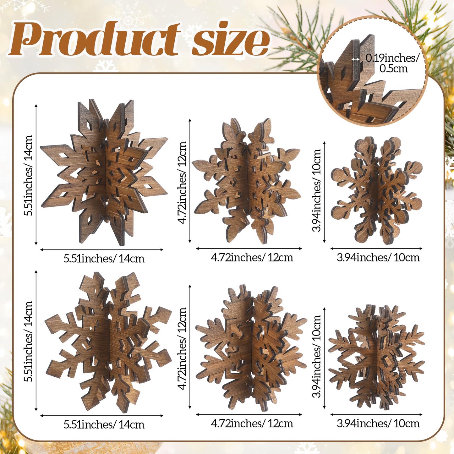 Bucherry 12 Pcs Winter Wooden Snowflake Table Decor 3D Snowflake Tabletop Centerpieces Winter Wonderland Table Signs for Christmas Holiday Farmhouse Home Supplies