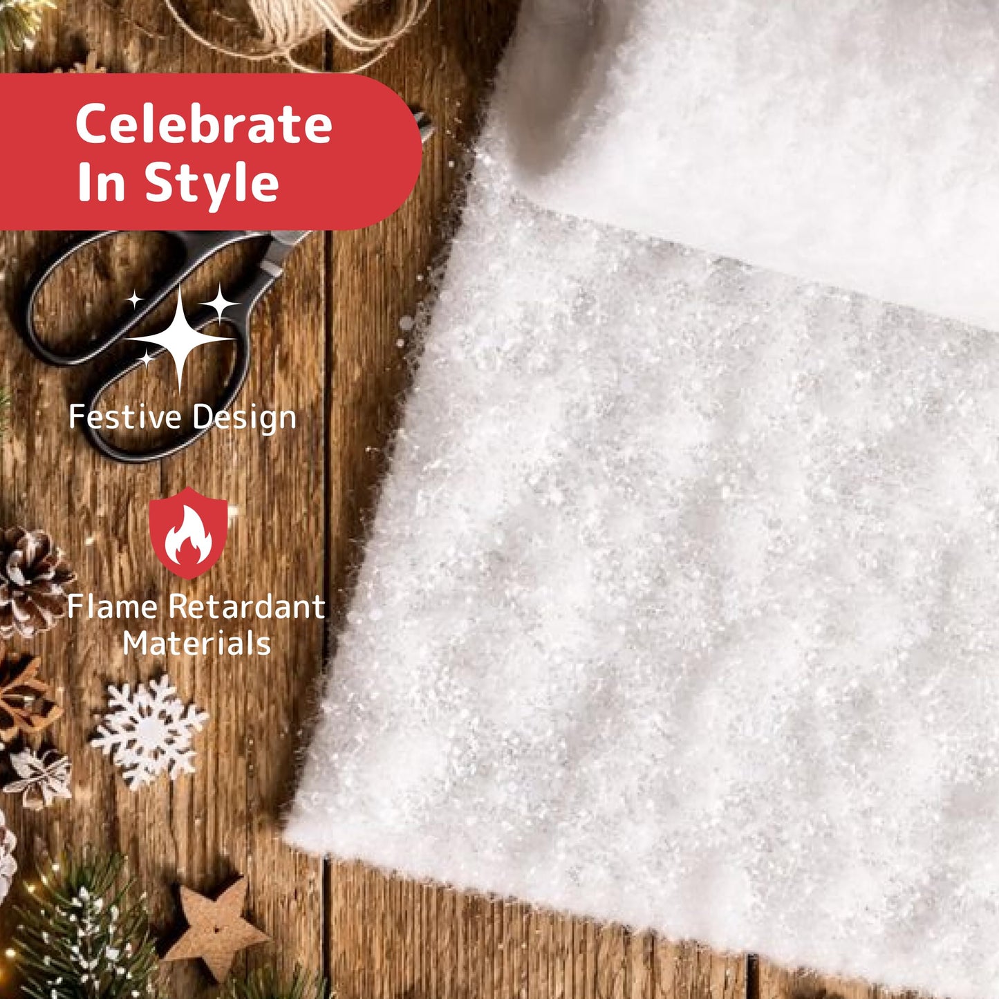 PREXTEX Artificial Snow Roll - Large Fluff for Christmas Village Displays, 94"x31" Tabletop Décor, and Winter Wonderland Party Scenes - Thick White Blanket for Holiday Backdrops and Festive Decoration