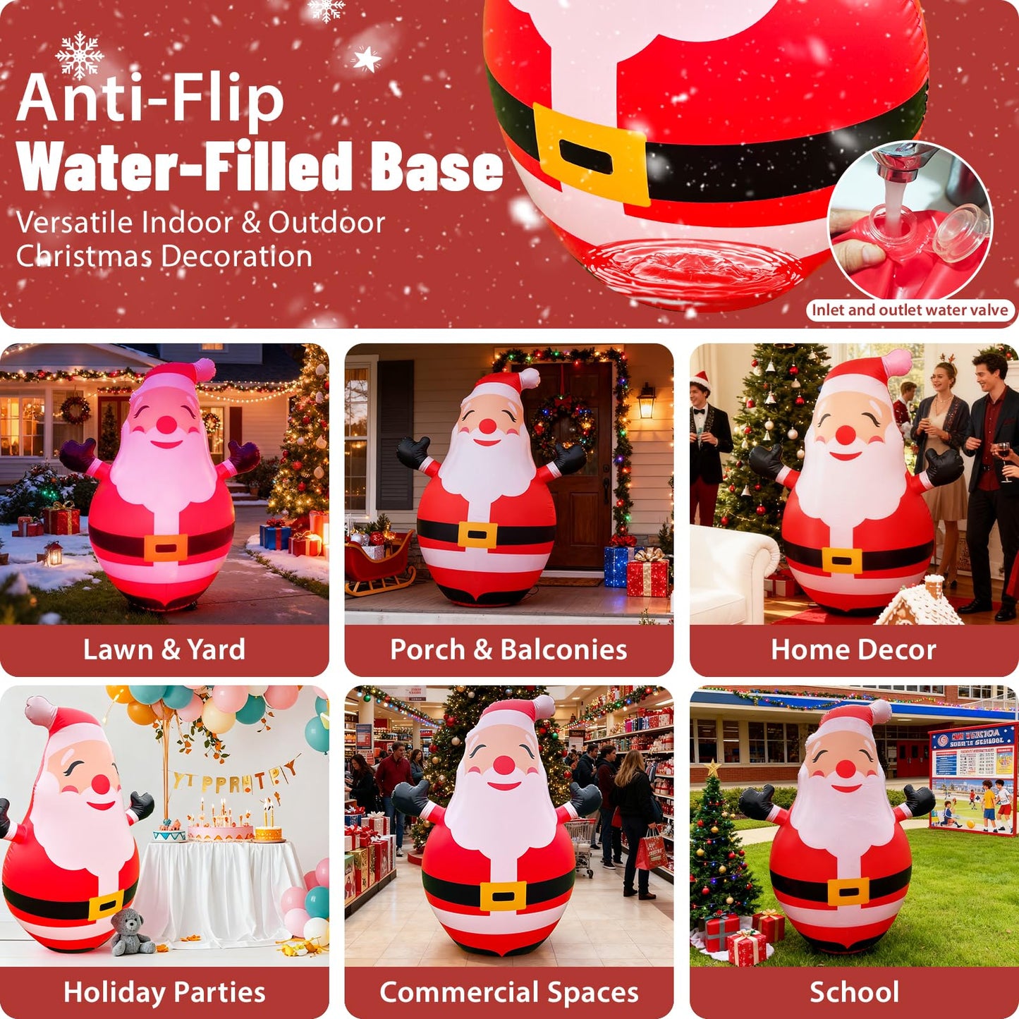 Christmas Inflatable Yard Decoration,Blow Up 5FT Lighted up Inflatable Santa Claus Outdoor,Giant Christmas Outdoor Decor Ornaments with Built-in LED Lights for Xmas Holiday Lawn Garden Patio