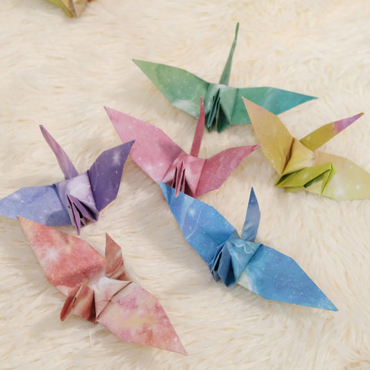 TOTIEJFJ Starry Sky Crane Paper Hanging Garlands(3stringsX 5.2ft), Watercolor Galaxy Origami Birds Streamers for Bedroom Bridal Shower Baby Shower Birthday Party Supplies Garden Ceiling Hanging Decor