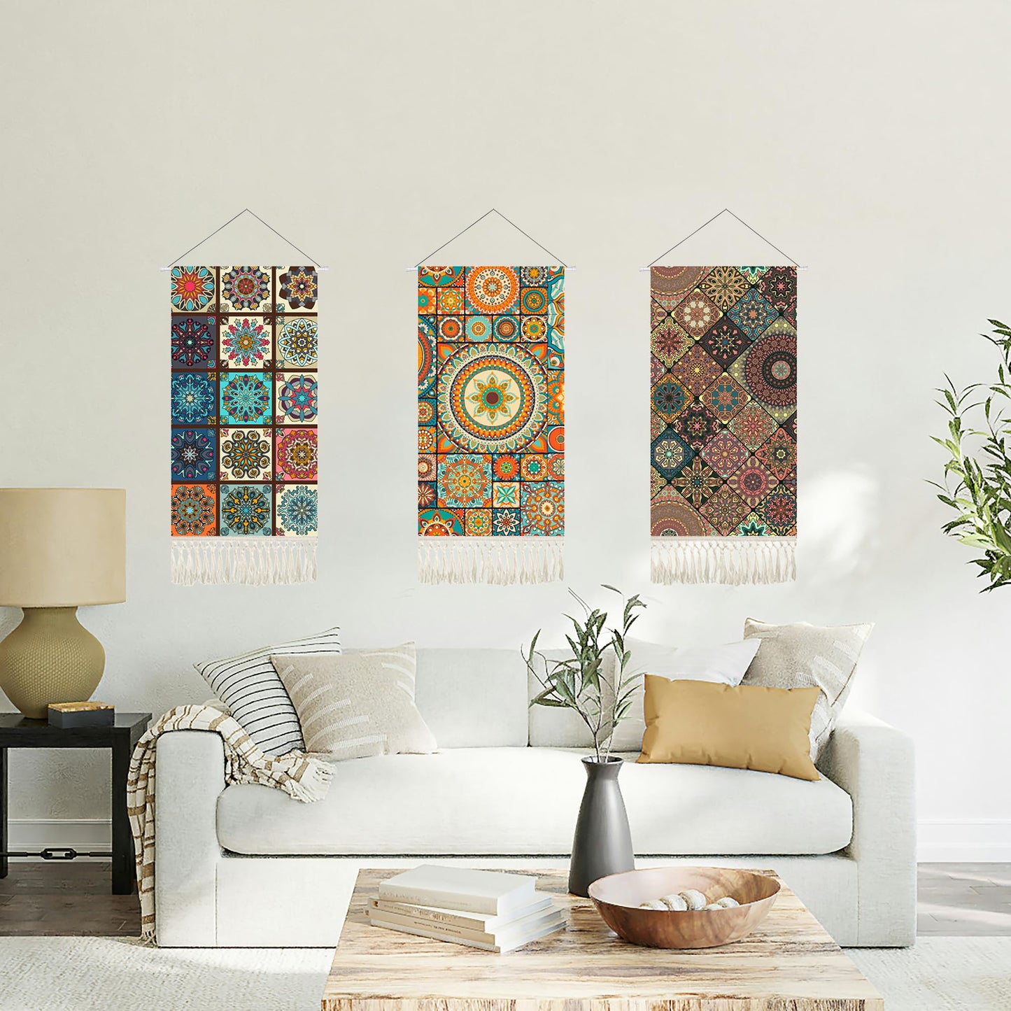 capasin Mandala Boho Macrame Wall Hanging Tapestry For Bedroom Tapestries Vertical Art Fabric Decor Door Living Room Bohemian (Style A, 17.5 * 43)