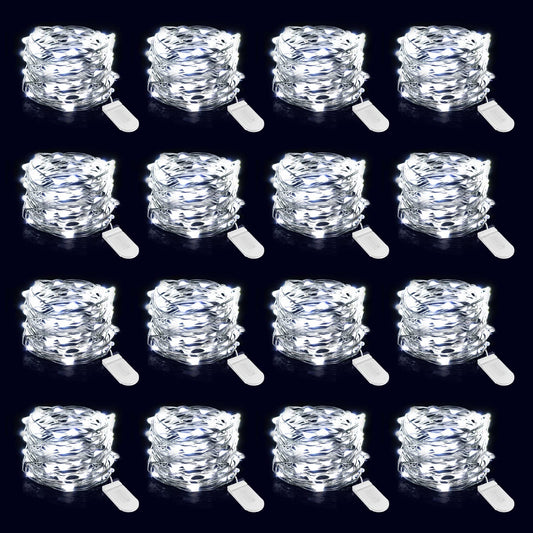 Onforu 16 Pack White Fairy Lights Battery Operated String Lights, 6.5ft IP67 Waterproof Twinkle Lights LED Lights for Strings Wedding Centerpiece Decor Christmas Bedroom