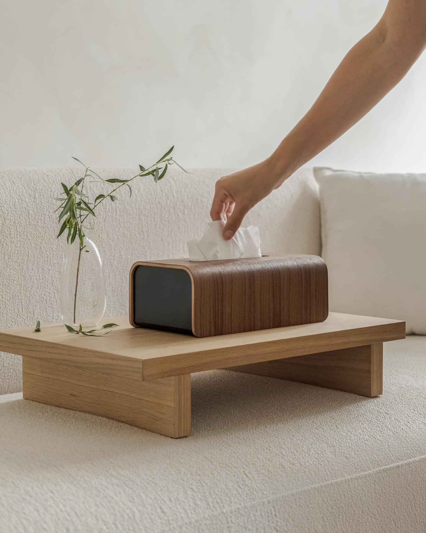 Kazai.® Tissue Box Cover 'Toke' | Real Wood Veneer, FSC® Certified | Decorative Rectangle Tissue Holder for Bathroom or Living Room | Scandinavian Design | Walnut, Black