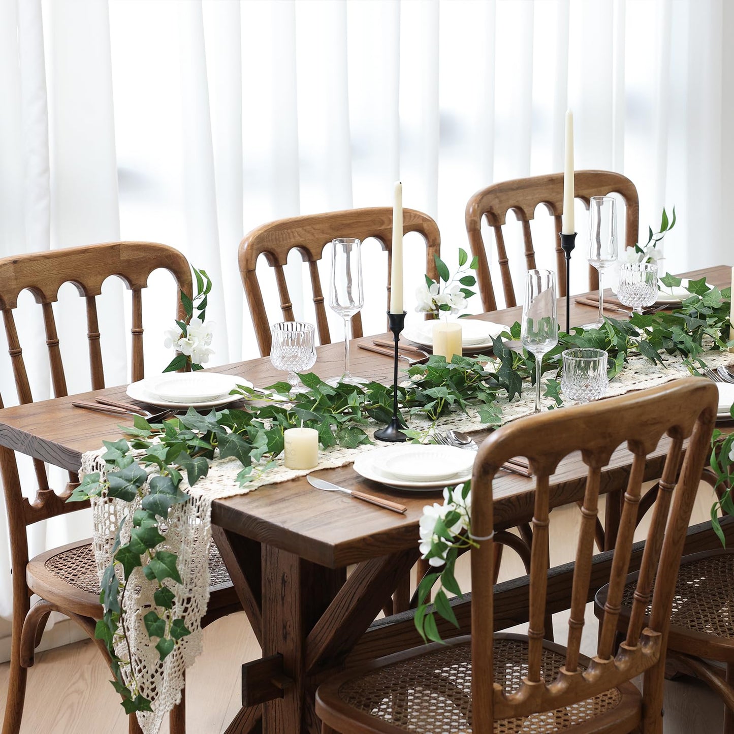 Mizii 2 Strands Artificial Vines Ivy Garland 79" Fake Vine with Silk Green Leaves Faux Hanging Plants Greenery Decoration for Outdoors Party Wedding Indoor Mantle Bedroom Home Decor (Ivy)