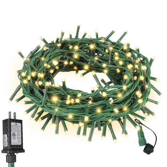 Twinkle Christmas Lights 33ft 100 LED 8 Modes with Timer, Connectable Xmas Tree Mini Lights for Indoor Outdoor Home Party Patio Garden Holiday Warm White
