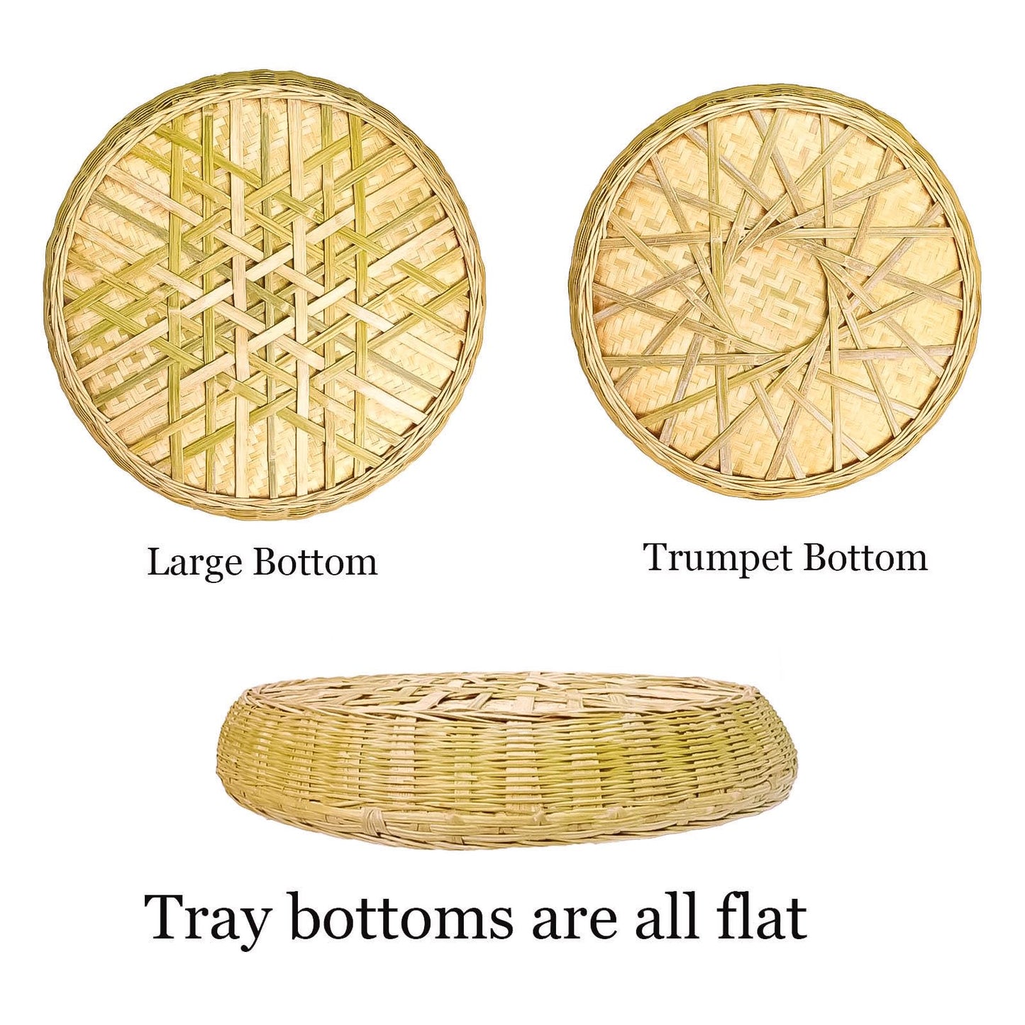 Bamboo basket，Food Flatware trays，Bamboo and Rattan Fruit and Vegetable Basket with Flat Bottom,For Table, Kitchen,Outdoor Gathering and Dining Room Service or Decoration 2 Piece Set