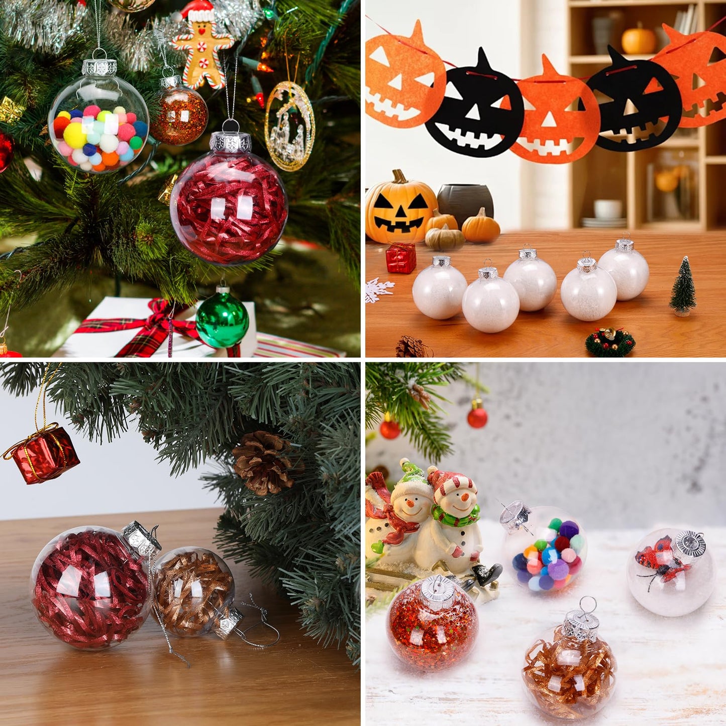 LYLYFAN 12 Pack Clear Plastic Fillable Ornament Ball 2.36''/60mm for Christmas,Holiday, Wedding,Party,Home Decor