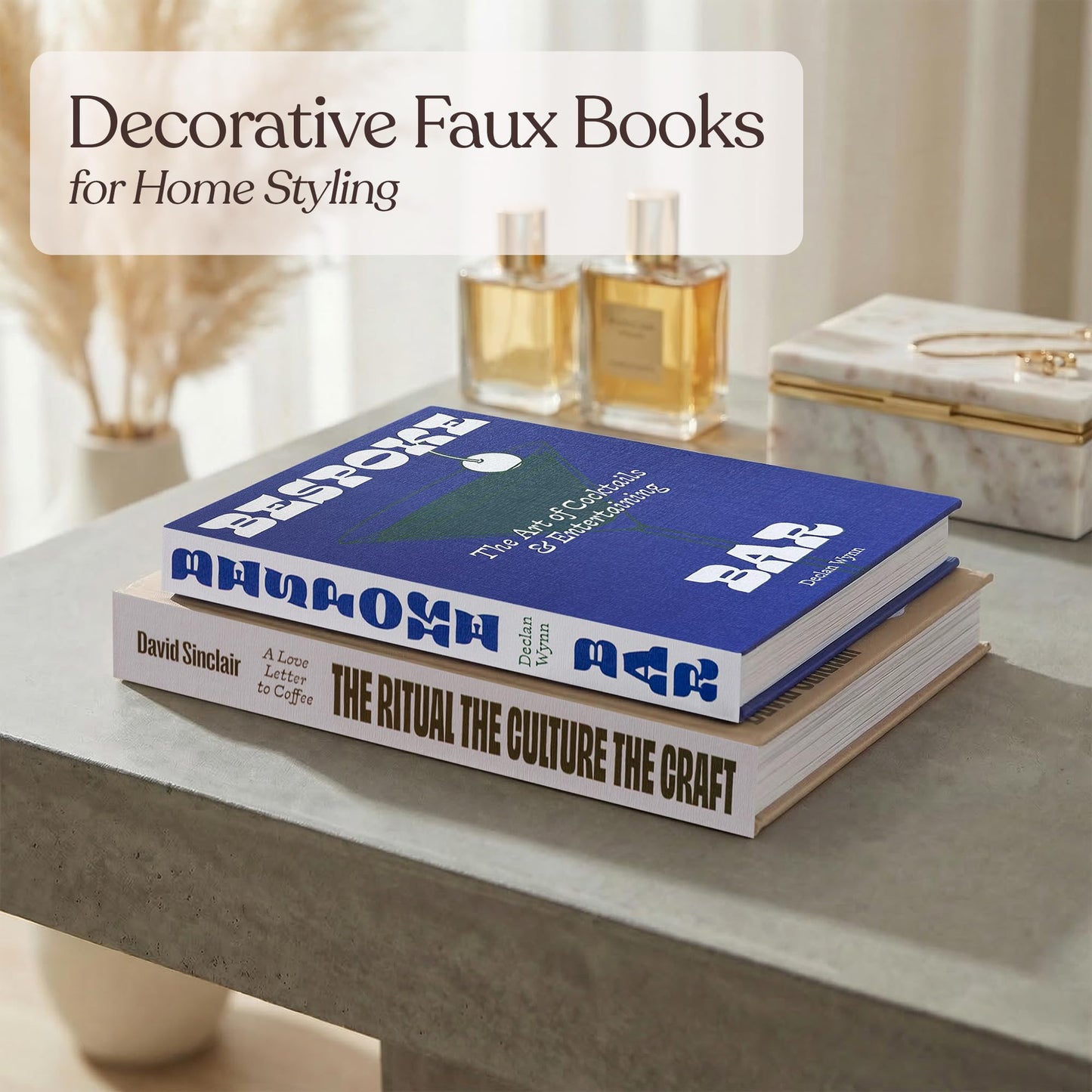 MESMOS Set of 2 Faux Decorative Coffee Table Books, Fake Book Storage Boxes for Home Decoration & Bookshelf Decor, Aesthetic Console Table Decor, Drinks Edition