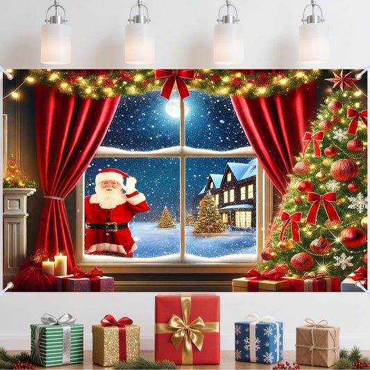 Nuxovilar Large Winter Banners Christmas Banner Santa Claus Multiple Scenarios for Wall Xmas Decor Indoor Home House Party Supplies (Type G,71x90.5inches)