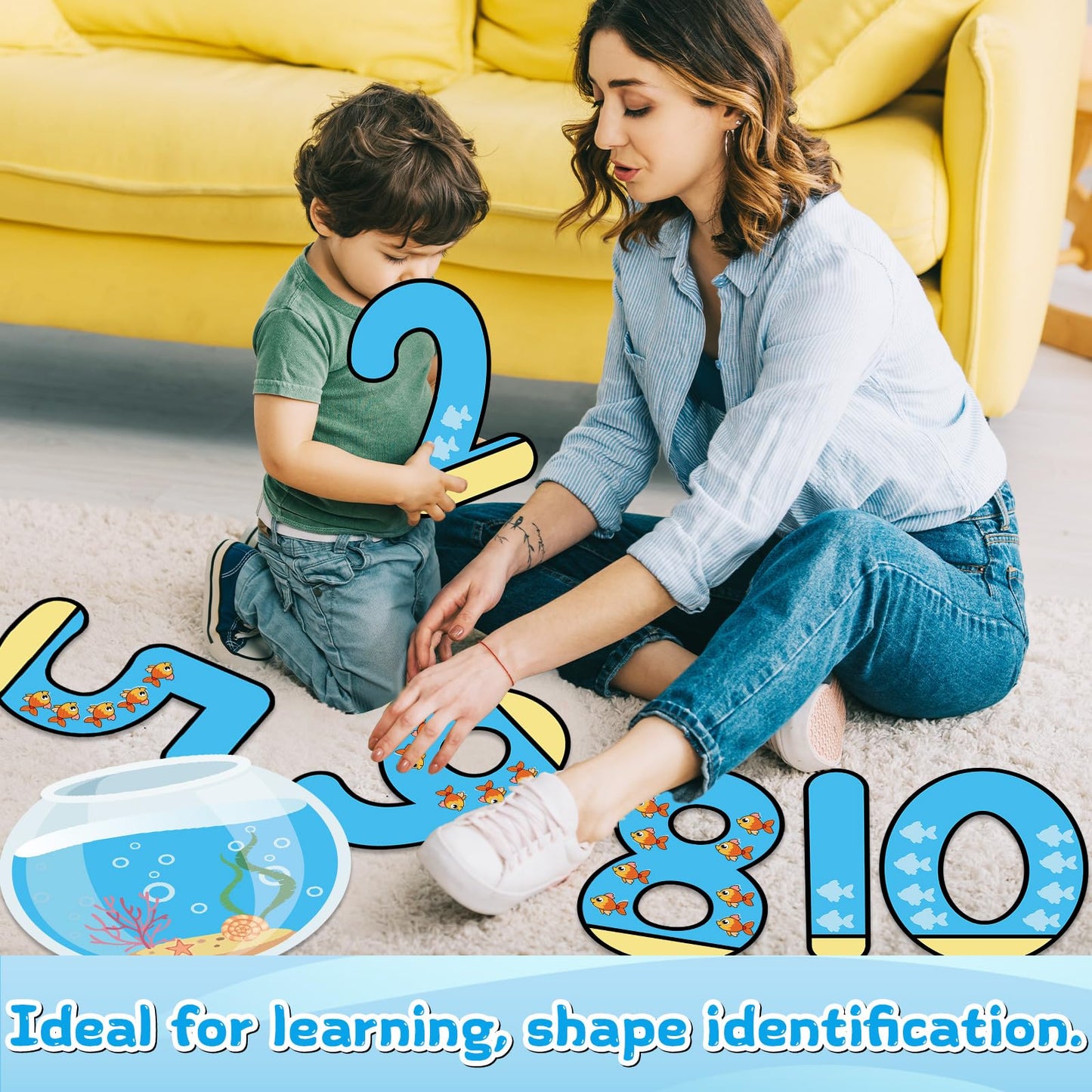 Lonfliness 32Pcs Jumbo Numbers Bulletin Board Set for Classroom Ocean Educational Learning Math Posters for Kids Numbers 1-10 Poster for Elementary School Math Classroom Wall Decor
