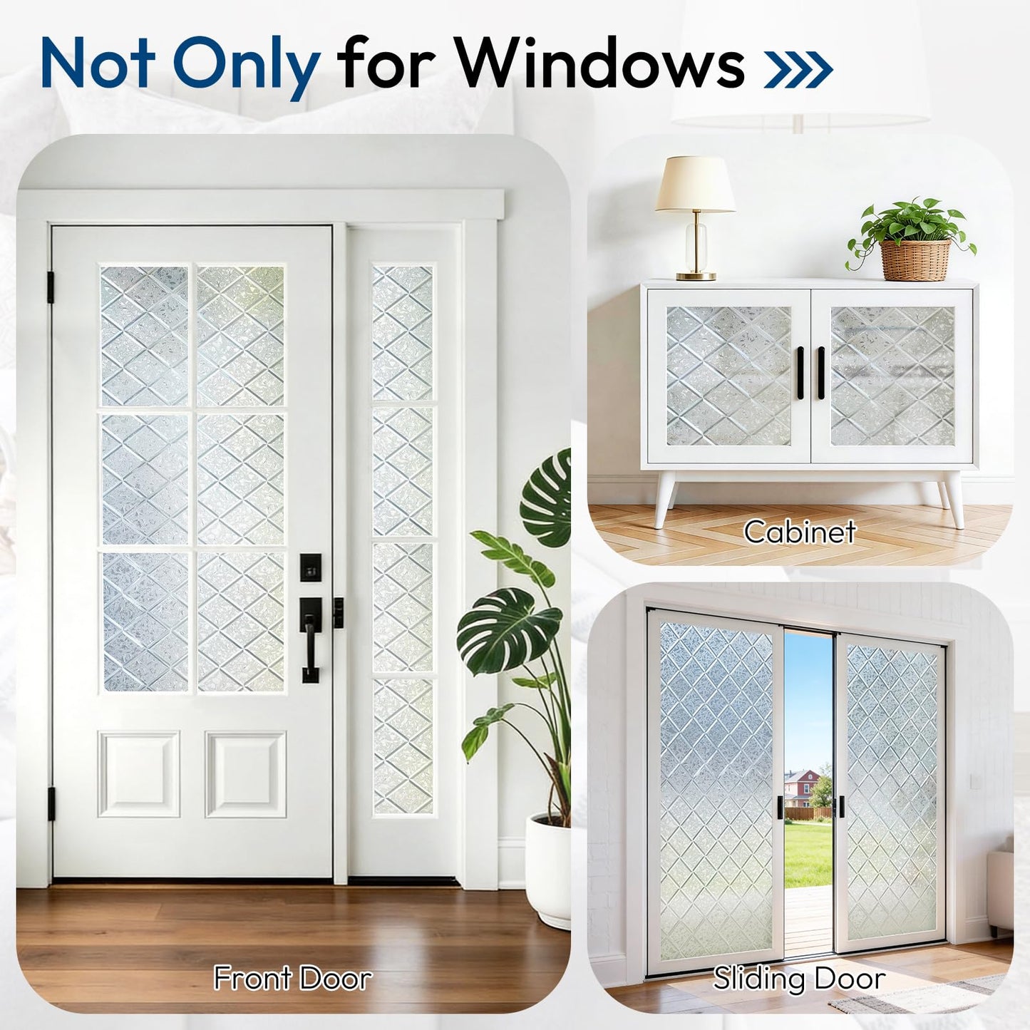 rabbitgoo Window Privacy Film, Decorative Privacy Window Film Sun Blocking, Frosted Glass Cling for Home Door, Non-Adhesive Static Cling Sticker Covering Heat Blocker, Clear, 17.5" x 78.7"
