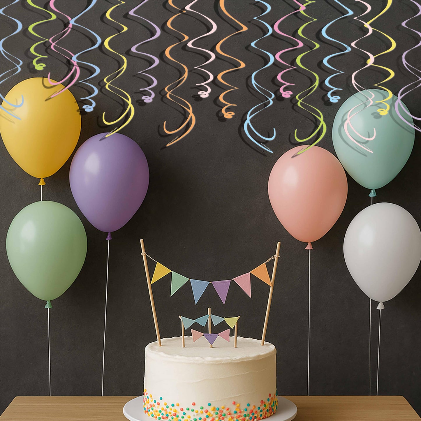 HonuGoGo 48PCS Pastel Paper Swirl Decorations Hanging Ceiling Streamers for Birthday, Spring, Bridal, Gender Reveal, Wedding, or Everyday Party Decor