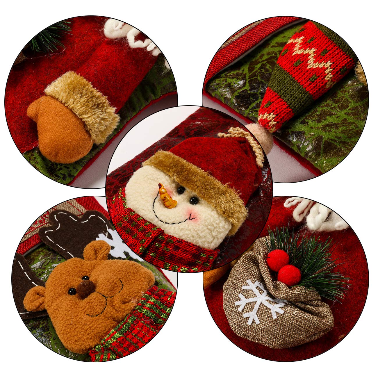 Sunnyglade 3PCS 18" Christmas Stocking Classic Large Stockings Santa, Snowman, Reindeer Xmas Character for Family Holiday Christmas Party Decorations