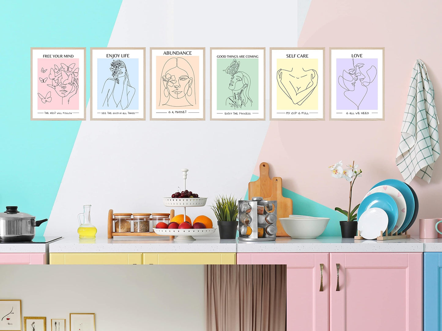 JUJU'S VIBES Pastel Danish Room Decor - Aesthetic Wall Art for Women, Teen - Wall Collage Pictures Prints, Cute Posters Clean Girl for Bedroom, College Dorm Apartment - 8x10 Set of 6 UNFRAMED.