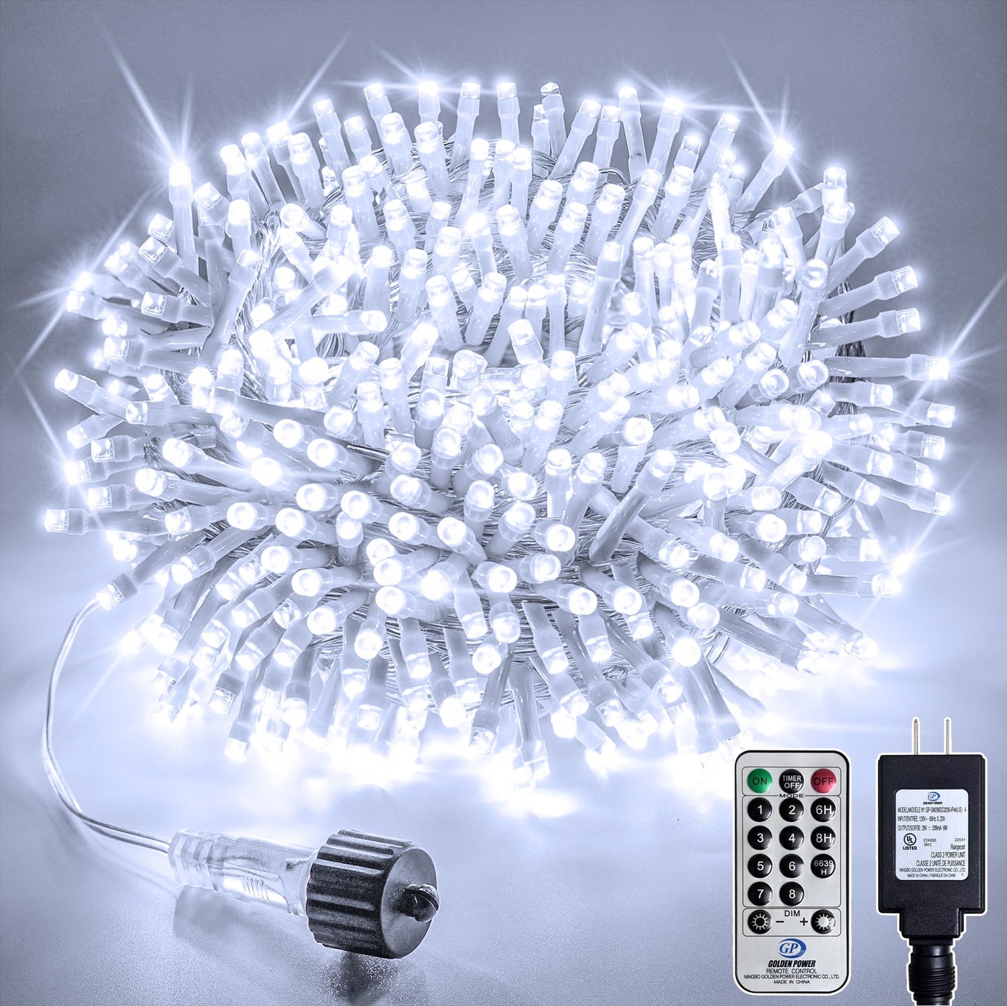 Soagrc 66FT 200 LED Christmas Tree Lights, Bright Cool White Outdoor Christmas String Lights for House, Fairy Lights with 8 Modes, Waterproof & Durable Indoor Outdoor Decor, Timer Included