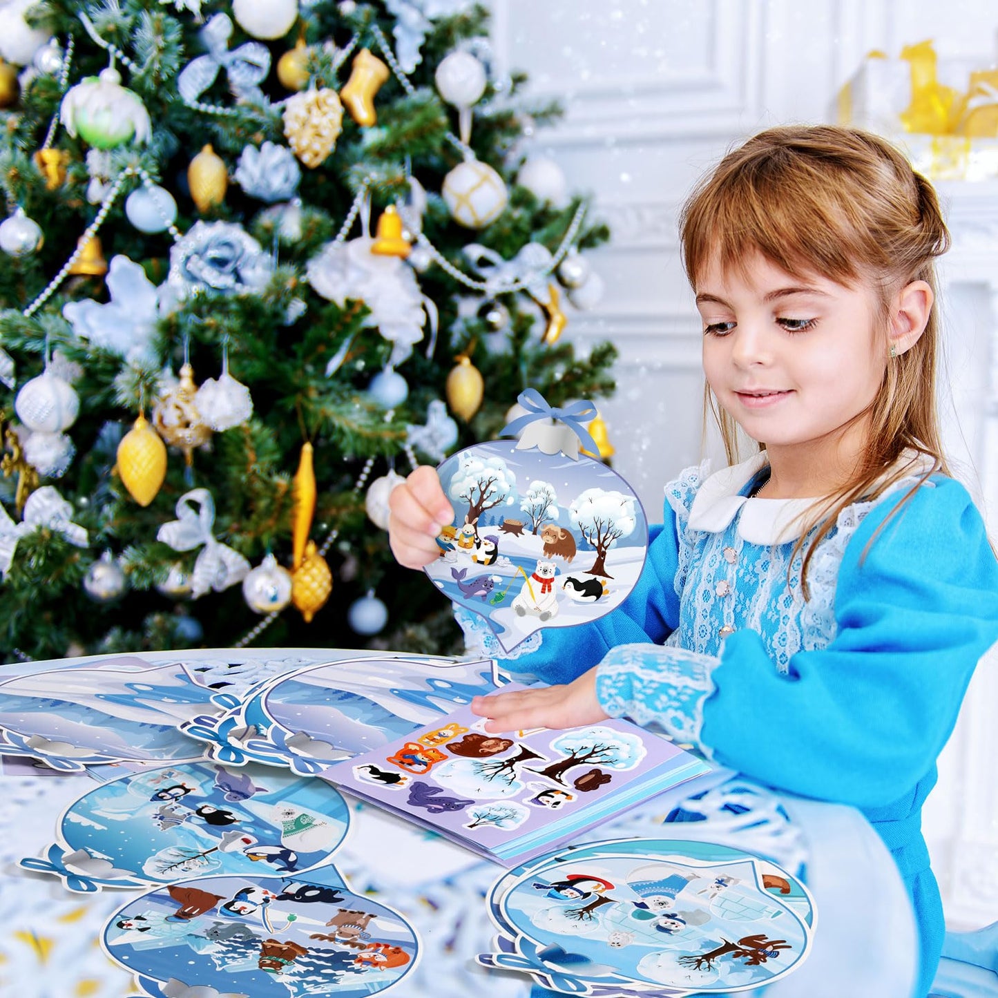Containlol 48 Sets Winter Crafts Kits for Kids Winter Polar Animal Crafts for Kids Make Your Own Polar Animal Crafts Kits Winter Craft Ornaments DIY Art and Crafts for Home Class Activities