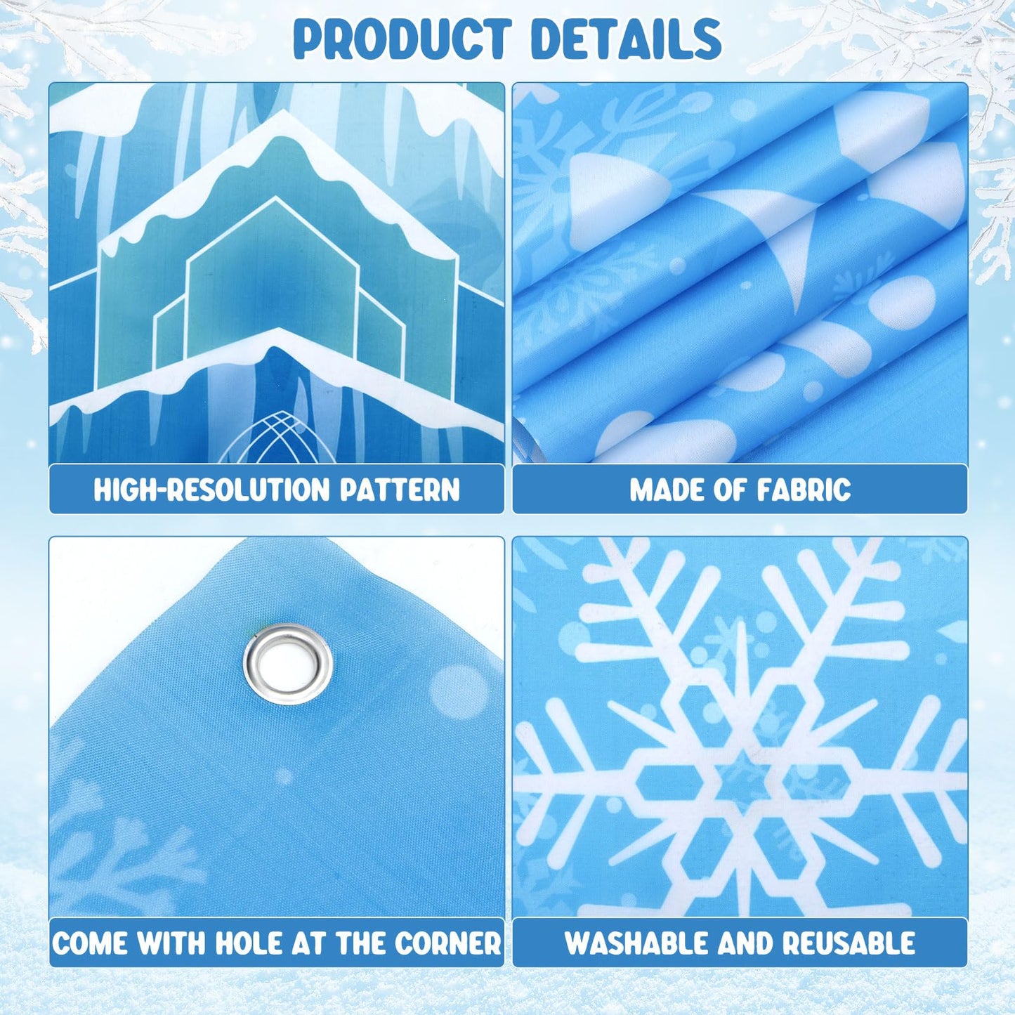 JellyArch Winter Party Door Banner Classroom Door Cover Snow Wonderland Porch Decor Winter Birthday Decorations Photography Backdrop for Holiday Christmas Snowflake Party(Castle)