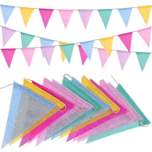 48PCS Pennant Banner Flags with 4 Jute String,Multicolor Hanging Triangle Bunting Flags Garland for Birthday,Weddings,Parties,Classroom,School, Home and Outdoor Events Decorations