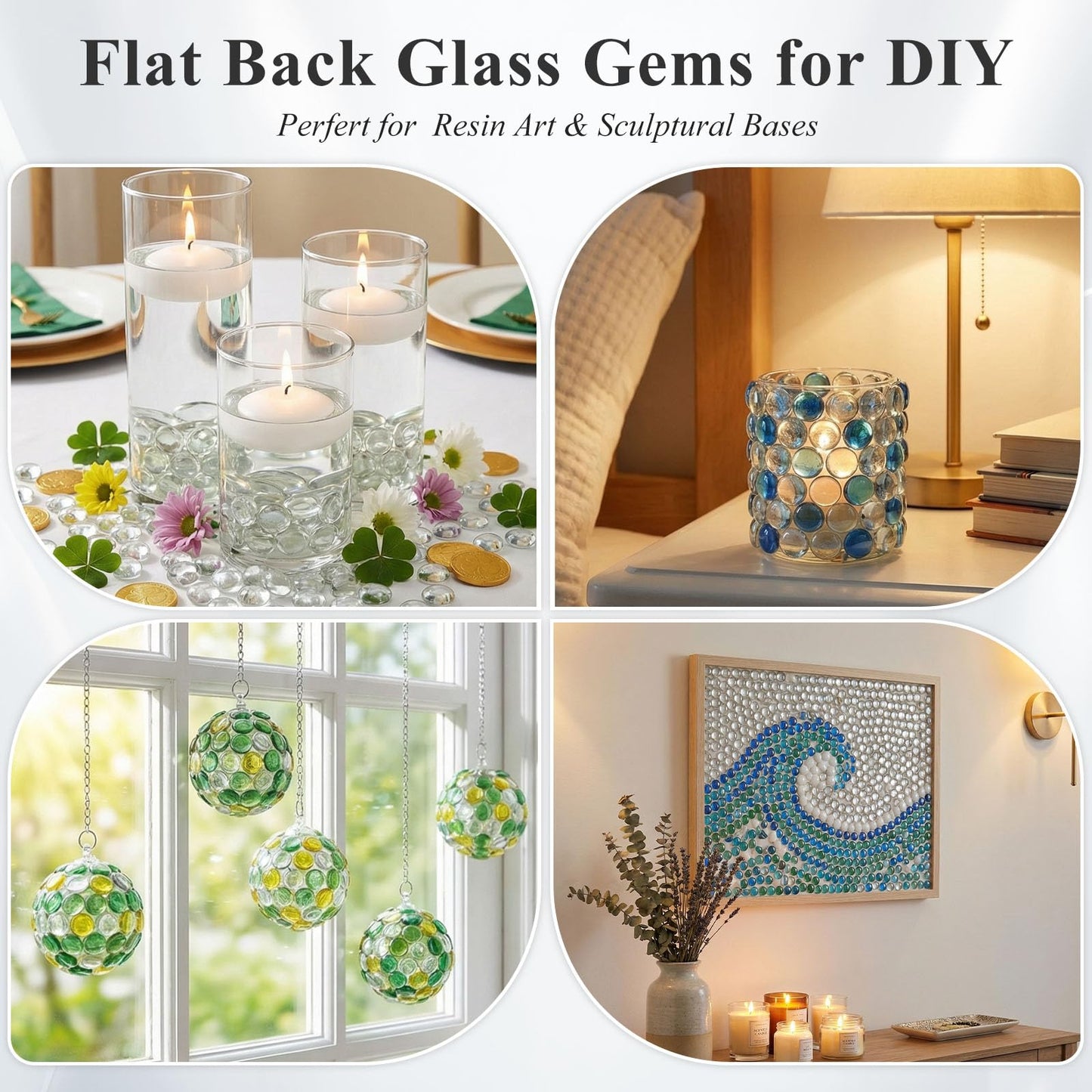 DomeStar 5Lb Flat Glass Marbles, Vase Filler, Glass Pebbles Marbles Bulk for Aquarium Table Scatters Decor