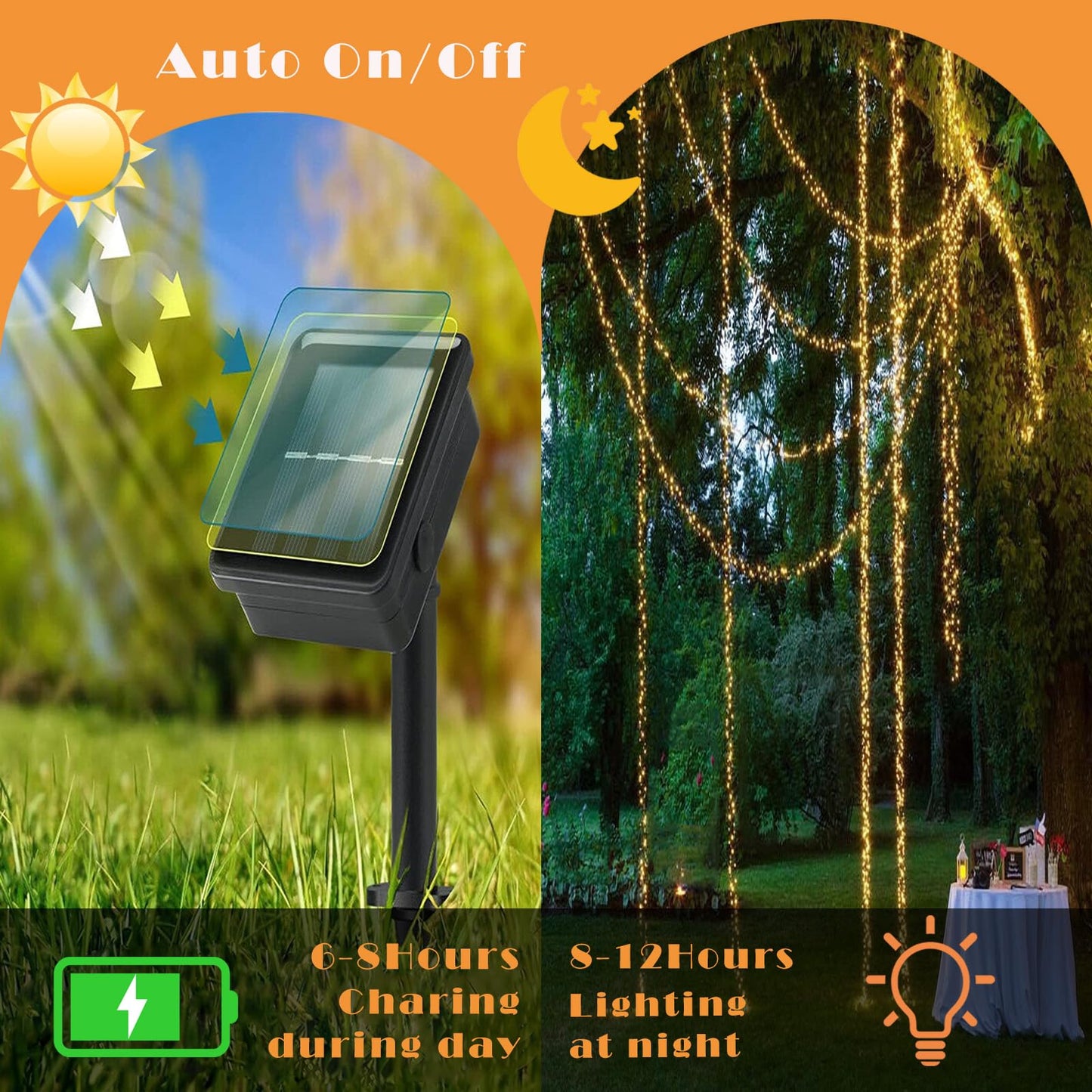 ITICdecor Solar Powered String Lights Outdoor 9.8FT 120 LED Waterproof Firecracker Fairy Lights with 8 Modes Green Copper Wire for Christmas Garden Wedding Patio Garden Yard Decor