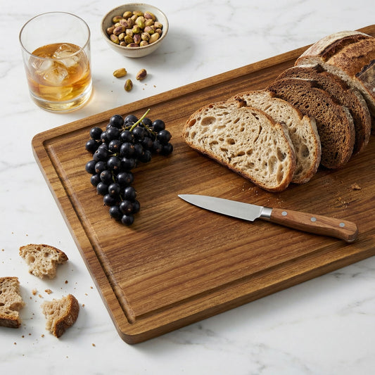 Teak Wood Cutting Board for Kitchen, Wooden Cutting Board with Juice Groove and Handles, Chopping Board Butcher Block for Meat, Vegetables, Bread and Cheese, 15.8 x 11 x 0.8 inch