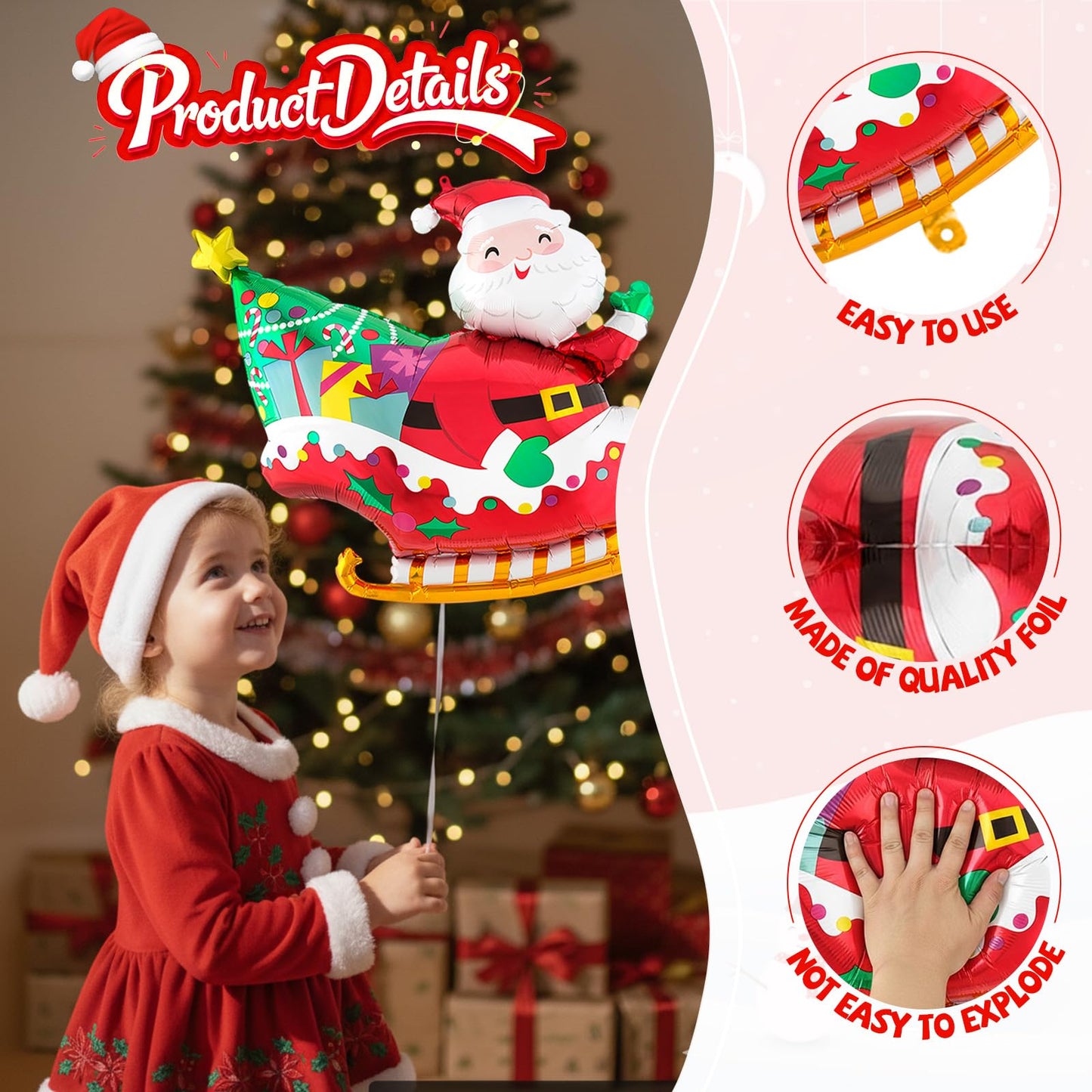 Biapian Christmas Balloons Decorations, Large Santa Claus Balloons Foil Red Green Windmill Candy Cane Balloon Helium for s Christmas Baby Shower Holiday Xmas New Year Birthday Party Decorations