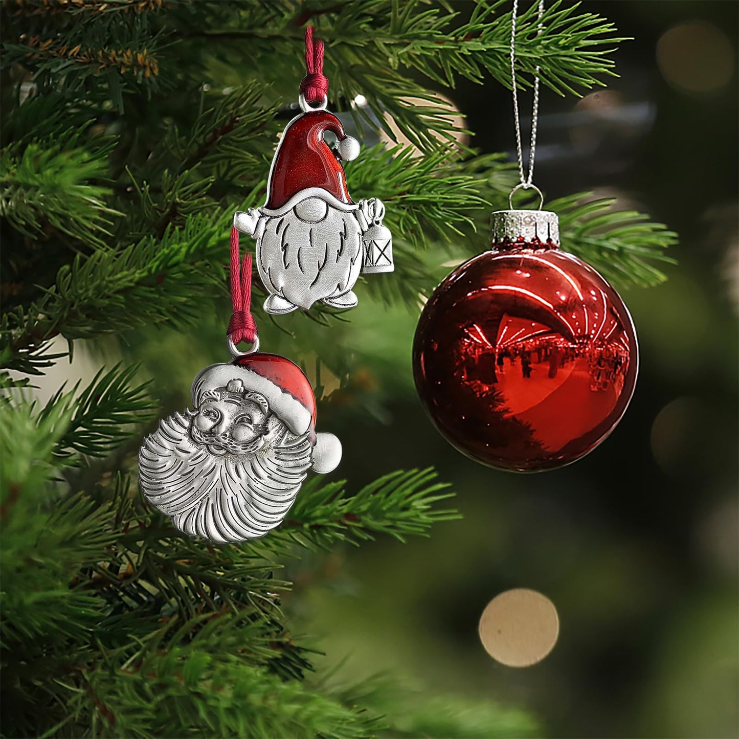 Christmas Ornaments, 2025 Solid Pewter Christmas Tree Ornament Handcrafted Metal DIY Hanging Craft Collectibles for Xmas Trees Home Party Party Gifts (Santa Gnome)