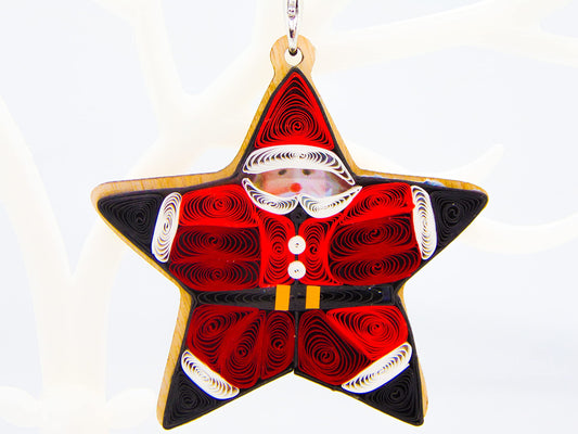 Star Shaped Santa, Home Decorations Holiday Decor, Handmade Ornament, quilled Ornament, Handbag Backpack Bag Purse Mobile Phone Car Hanging Decorations by GREENHANDSHAKE
