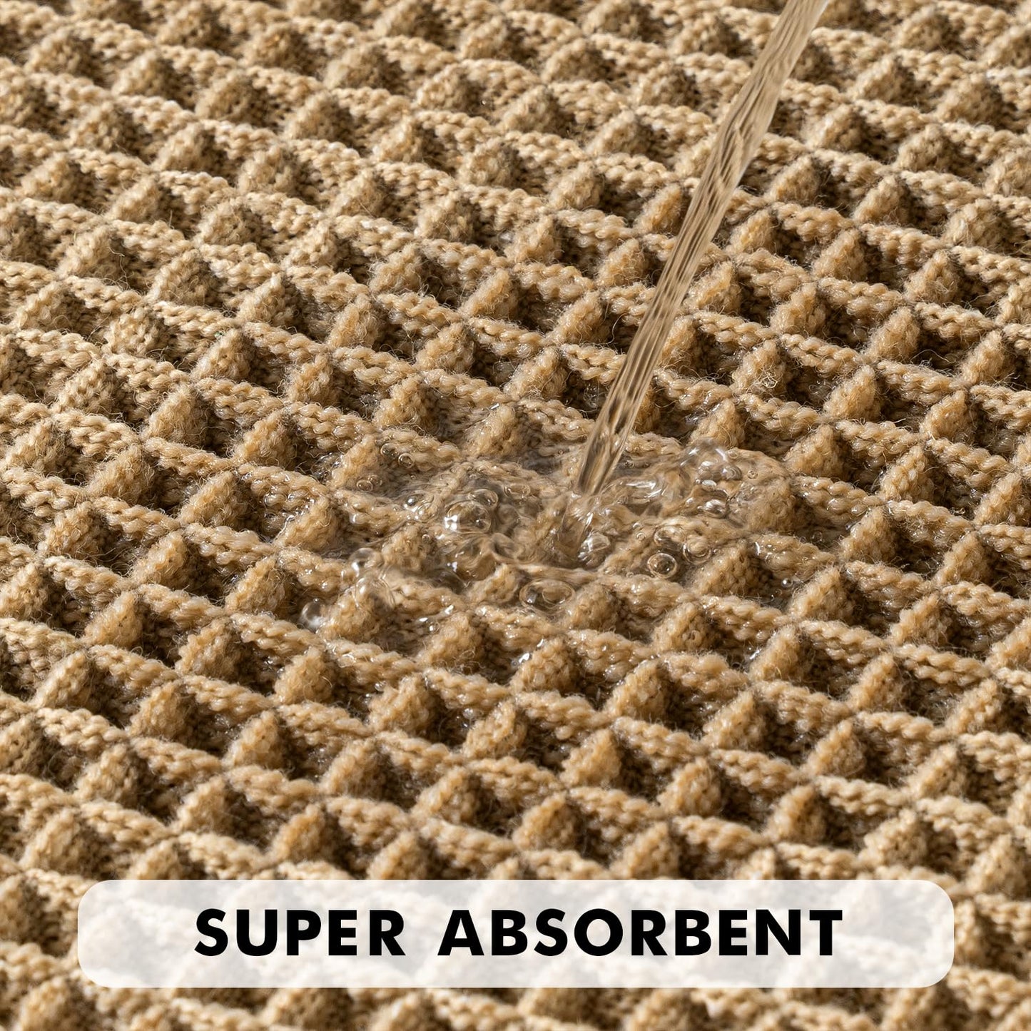 MIULEE Set of 2 Waffle Bathroom Rugs, Boho Bath Rugs Non Slip Washable, Super Absorbent Bath Mats, Ultra Soft Rubber Backed Shower Mats for Bathroom Floor, Tub and Shower, Brown, 18x30 Inch