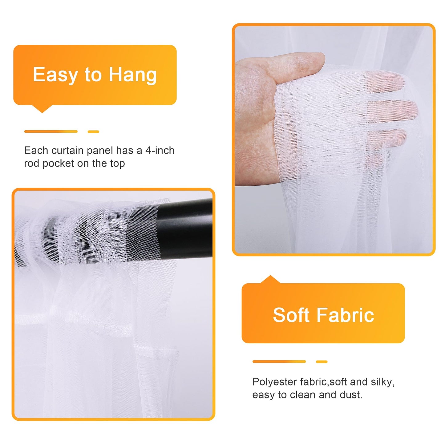 Fomcet Tulle Backdrop Curtains with Lights String White 10FT X 8FT Sheer Curtain with Lights Tulle Curtains Backdrop for Wedding Birthday Party Baby Shower Photo Shoot (2 Panels 5x8FT)