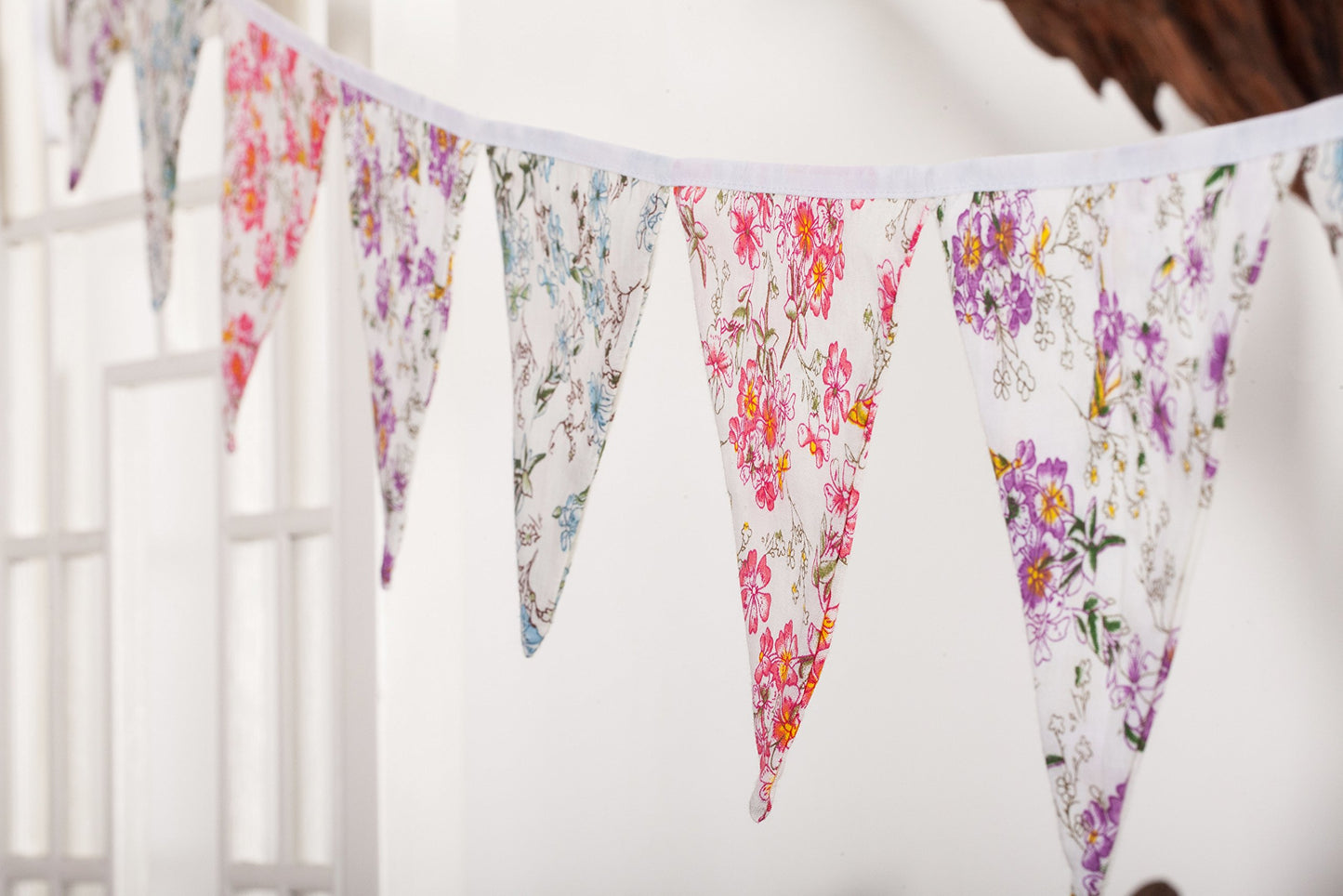 LOVENJOY Pastel Pennant Banner Triangle Spring Floral Fabric Bunting Shabby Chic Tea Party Flag Garland