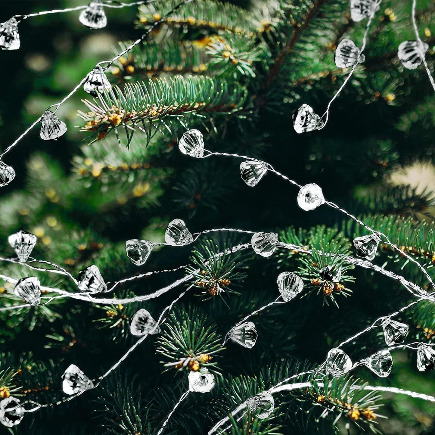 Cheerland Crystal Garland Strands Clear Ice Wire Crystal Garland for Winter Wonderland Party Decorations Diamond Hanging Wedding Decoration Accents Living Room Bedroom Mantel Wreath Decor Supplies