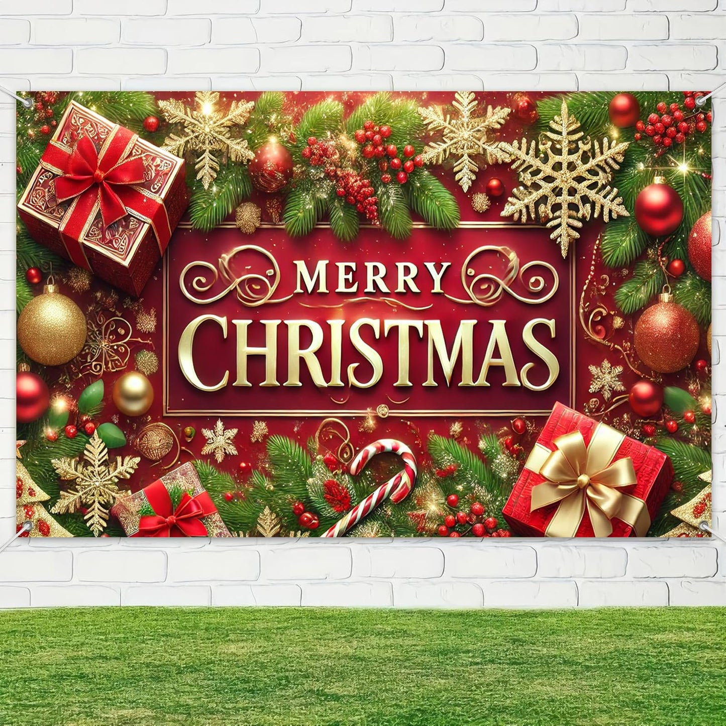 BlissYard Merry Christmas Banner Festival Wall Hanging 71x43 Inches Large Banner for Christmas Holiday Decor Home Party Decorations Perfect for Indoor Outdoor Use