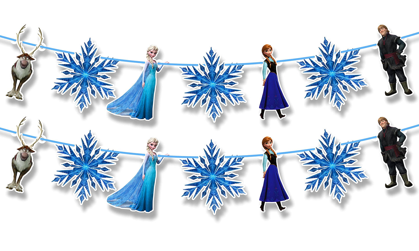 Frozn Garland Decoration – ICY Winter Theme Hanging Garland for Birthday Celebration Setup, Wall and Backdrop Display, Party Room Styling, Photo Area Decoration, and Cool Blue Themed Event Décor
