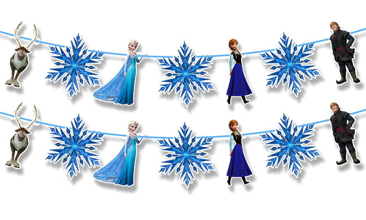 Frozn Garland Decoration – ICY Winter Theme Hanging Garland for Birthday Celebration Setup, Wall and Backdrop Display, Party Room Styling, Photo Area Decoration, and Cool Blue Themed Event Décor