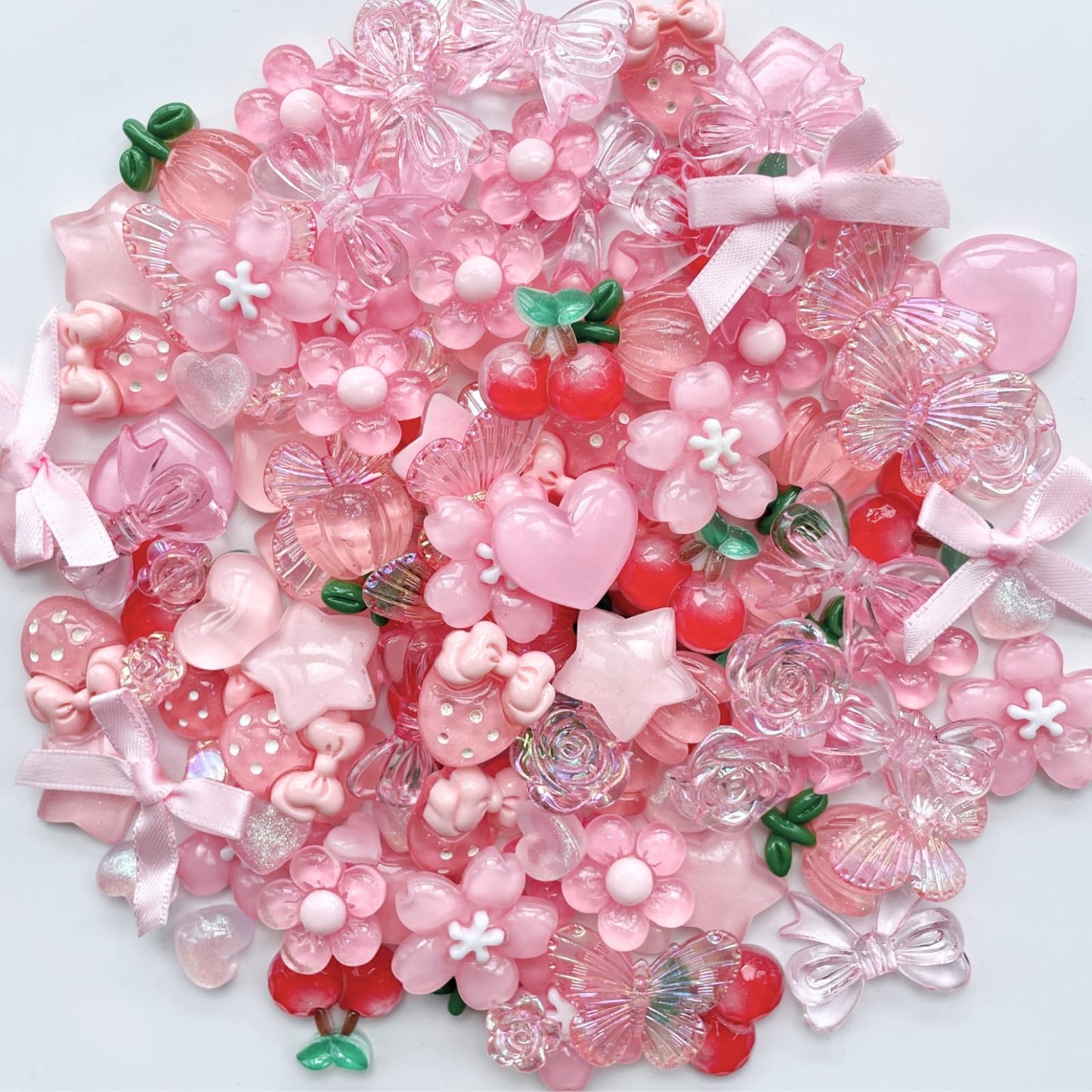 CasaPopz 60 Pcs Kawaii Charms Bulk Kit, Flatback Resin Charms for Crafts, Mini Acrylic Decoden Embellishments for Phone Case Decorating, Junk Case DIY Kit, Slime Scrapbooking Decoration