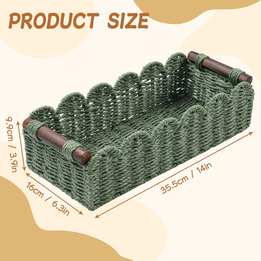 Toilet Paper Storage Basket Bathroom Counter Organizer Wicker Baskets for Organizing Cute Basket for Apartment Bedroom Nursery Room Kitchen Bathroom Decor-Green