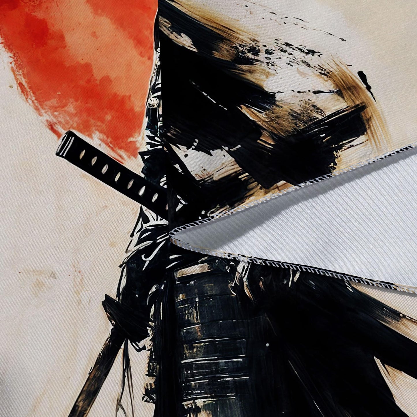 Sanzugh Anime Japanese Samurai Tapestry, Cool Japan Black and Red Sun Art Tapestries Wall Hanging for Men Boys Bedroom Decor 40X60 Poster