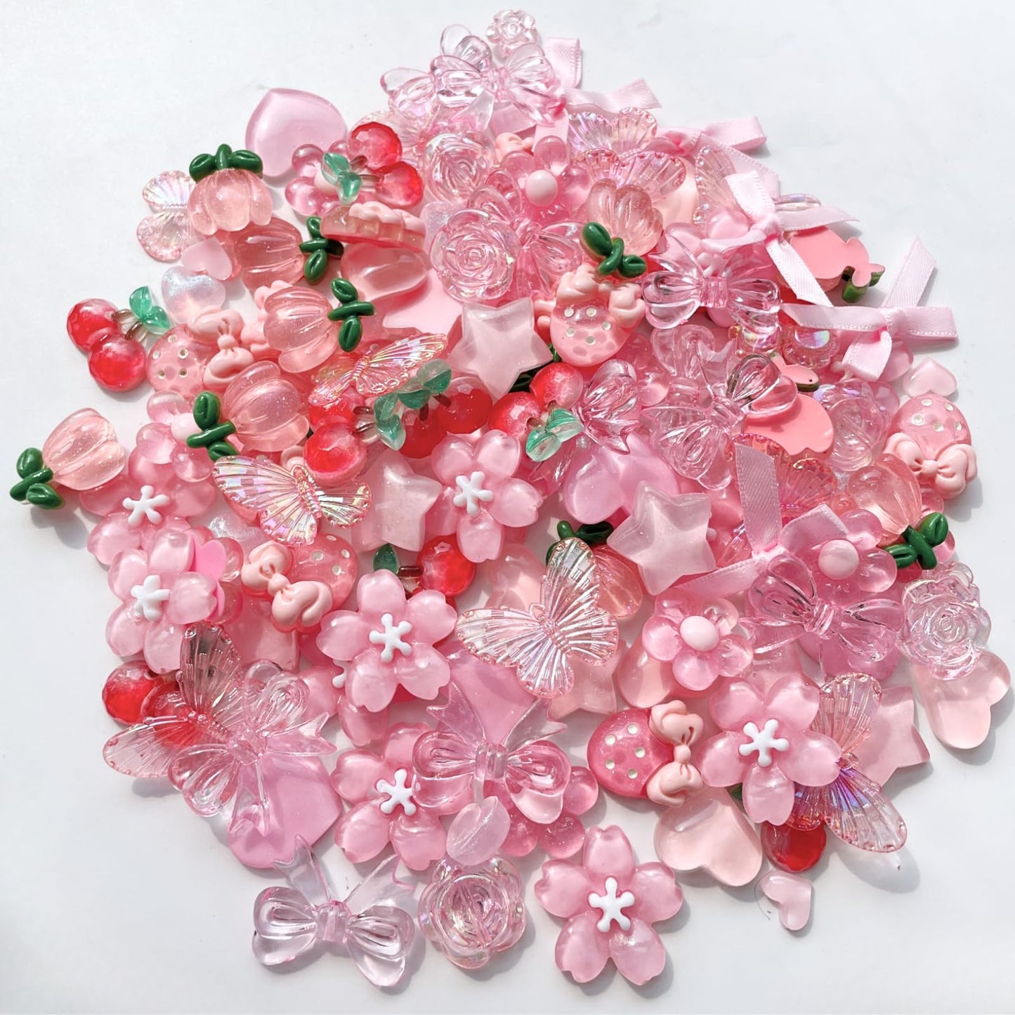 CasaPopz 60 Pcs Kawaii Charms Bulk Kit, Flatback Resin Charms for Crafts, Mini Acrylic Decoden Embellishments for Phone Case Decorating, Junk Case DIY Kit, Slime Scrapbooking Decoration