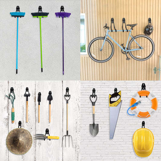 HUPBIPY 12 Pack Garage Hooks Heavy Duty Utility Steel with Anti-Slip Coating Wall Mount Storage Organizer for Hanging Power and Garden Tools, Ladders, Hose, Bikes, Ropes, Bulk Items, and More